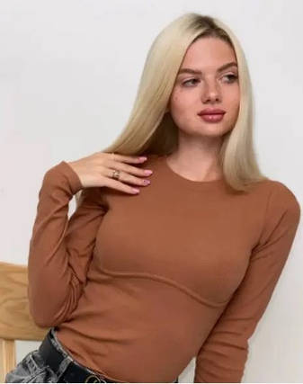 Лонгслів молодіжний оздоблена швом під грудьми, кольори в асортименті розмір 38-46, фото 1