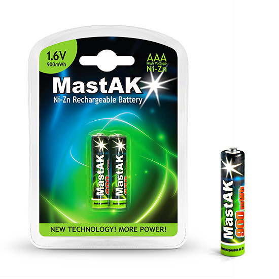 Нікель-цинковий акумулятор MastAK AAA 900mWh(1.6 v 550mAh), фото 1