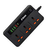 Мережевий фільтр BKL-04 зі швидкою зарядкою на 3 розетки 1 PD20W+ 1 QC3.0+ 3 USB 250V, 10А, чорний, фото 2