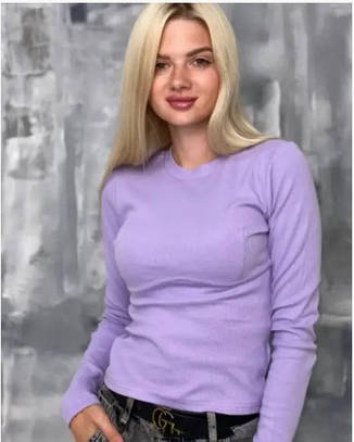 Молодіжний лонгслів в лавандовому кольорі, кофта оздоблена швом під грудьми, кольори в асортименті розмір 38-46, фото 3