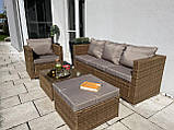Плетений комплект меблів із ротанга BORNEO диван, крісло, пуф + столик!, фото 6