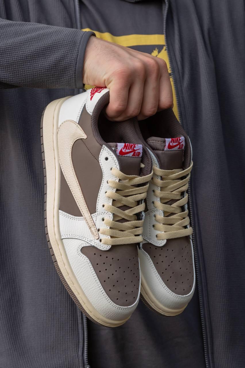 Кросівки чоловічі коричневі Jordan 1 Retro Low x Travis Scott Low OG “Reverse Mocha” (09257), фото 1