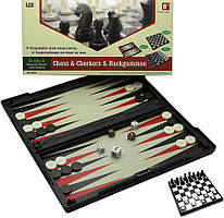 Шахи, шийки, нарди деревомагнітний набір 3 в 1.