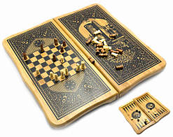 Шахи, нарди бамбук, набір 2 в 1.