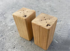 Дерев'яні Сольниця та Перечниця (Баночки для солі та перцю) колір золотий дуб