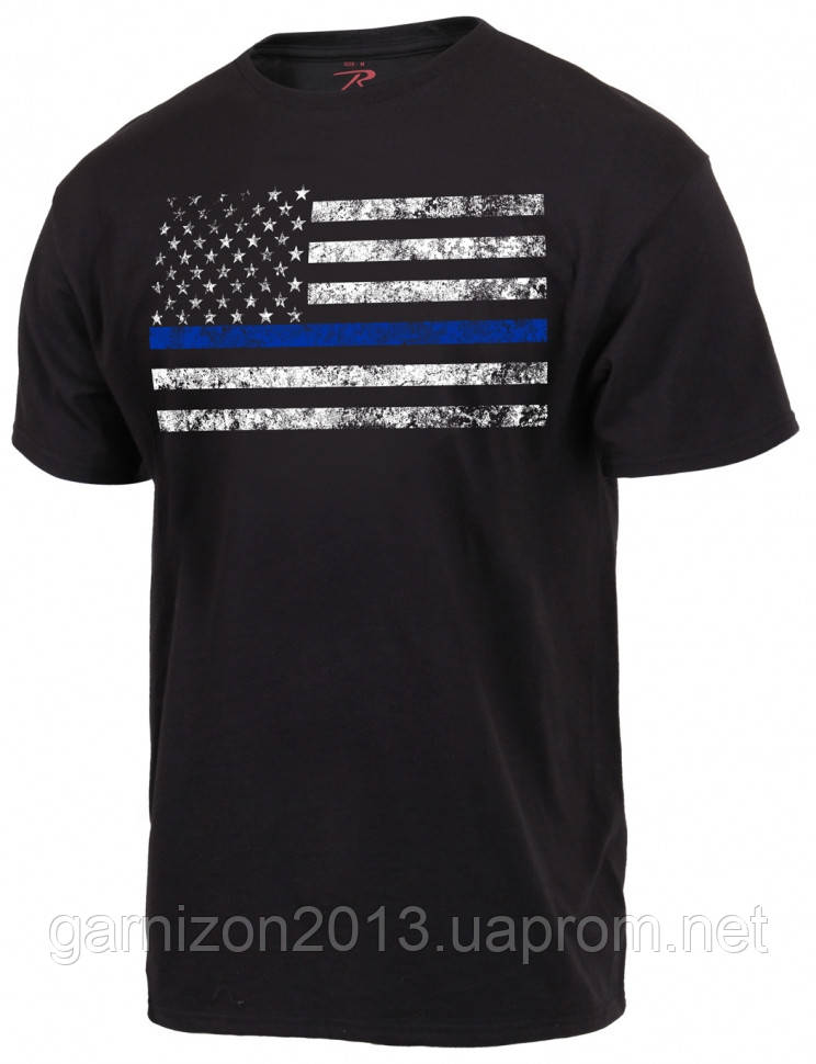 Чоловіча футболка з прапором США Rothco Thin Blue Line T-Shirt Black