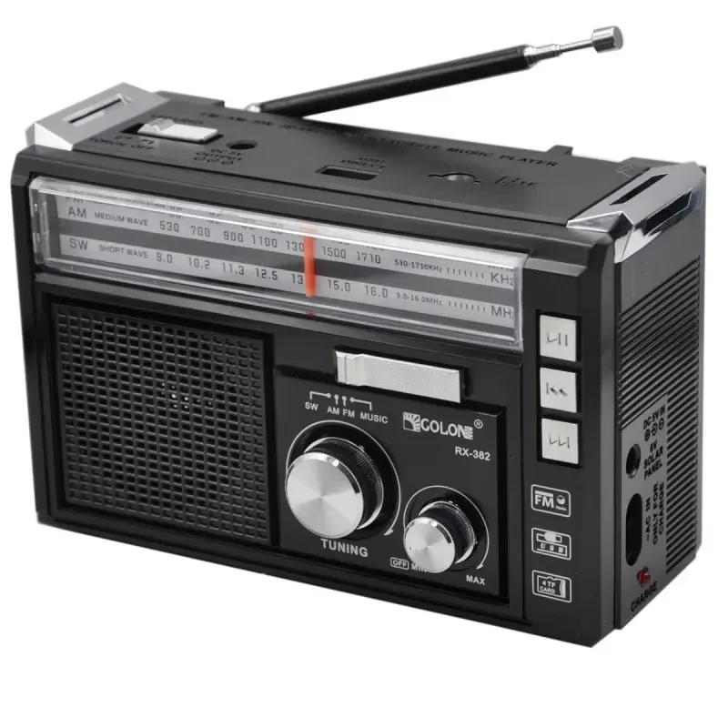 Портативный радиоприемник 3в1, с фонариком и МР3-плеером, USB, FM/SW/AM, GOLON RX-382