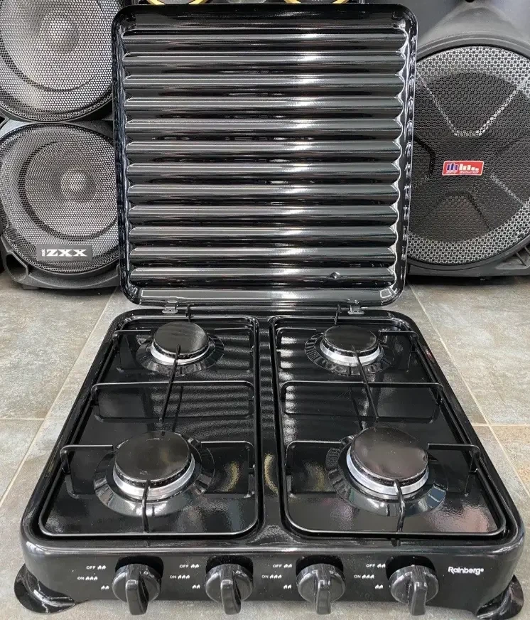 Побутова газова плита на 4 конфорки з кришкою Rainberg RB-2227, Настільна плита для балонного газу для дому, фото 1