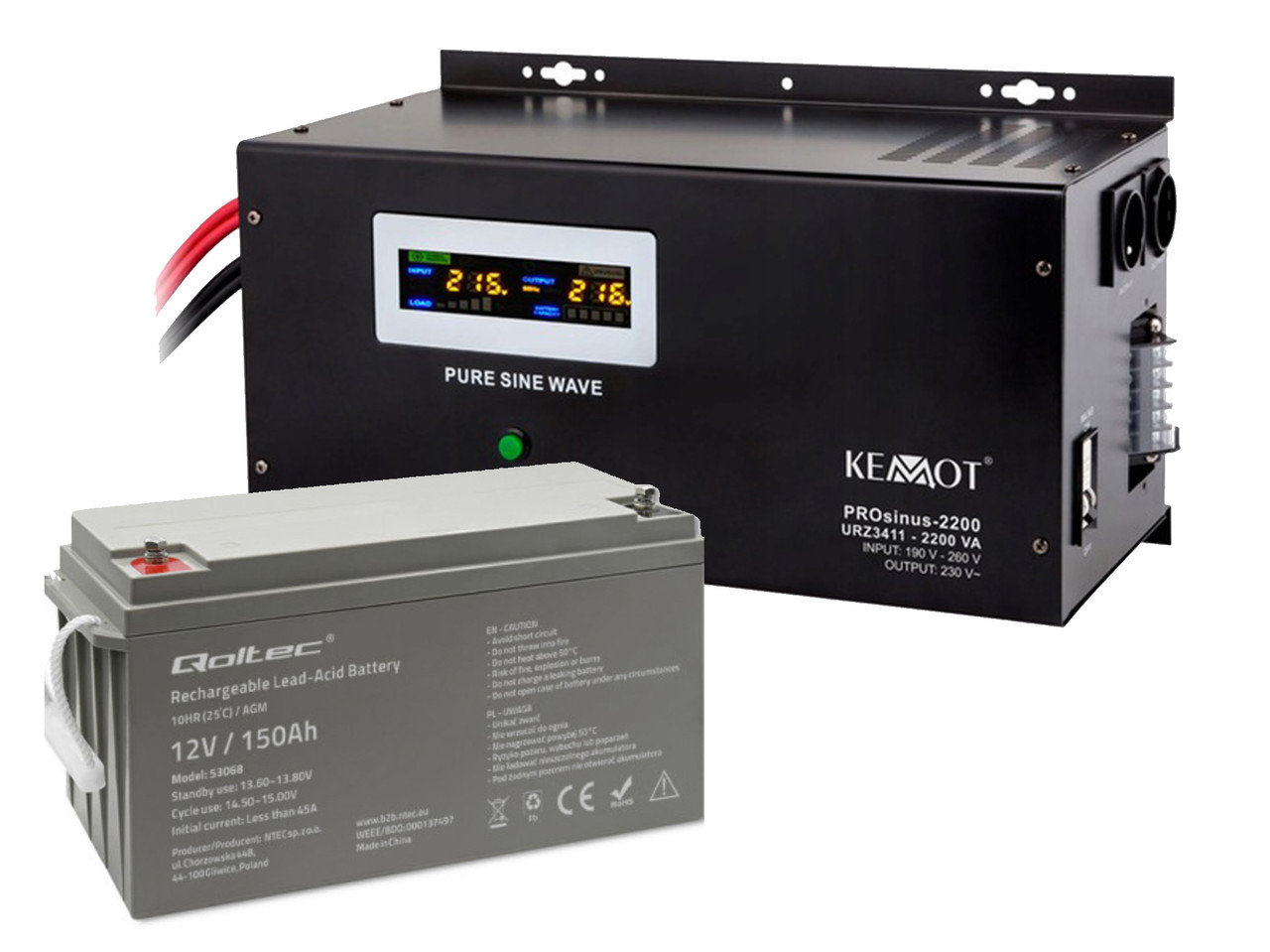 Джерело аварійного живлення ДБЖ Kemot PROsinus 2200 12В/230В, фото 1
