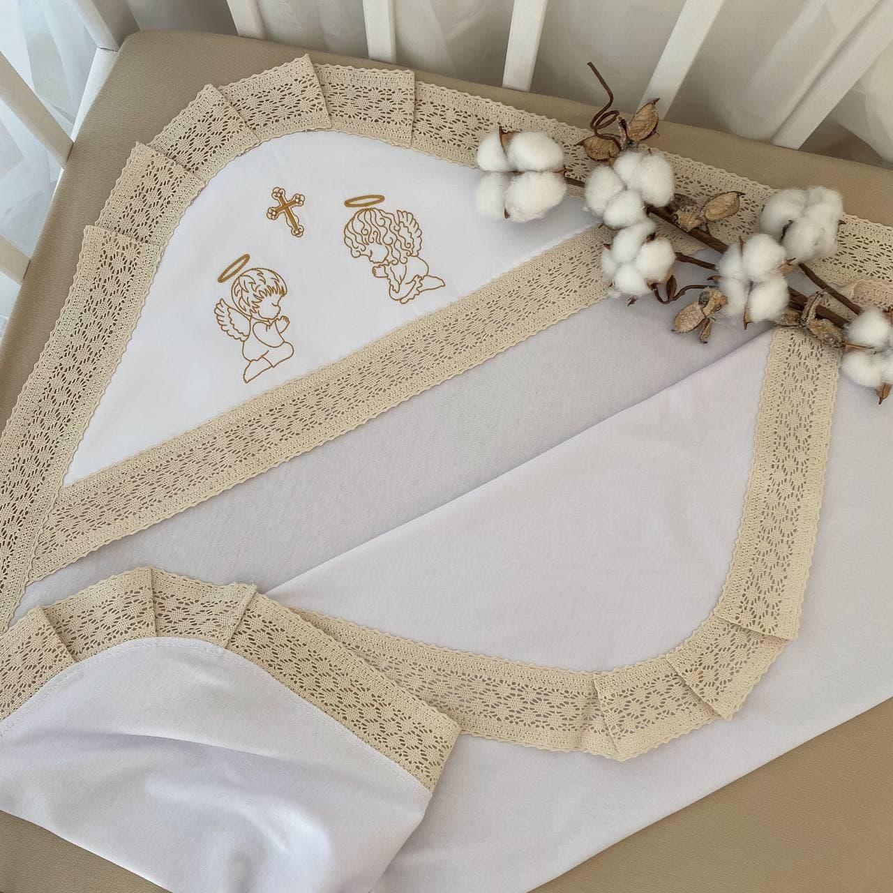 Крижма "Аріна" інтерлок 75*100 см Betis Молочный с золотым, фото 1