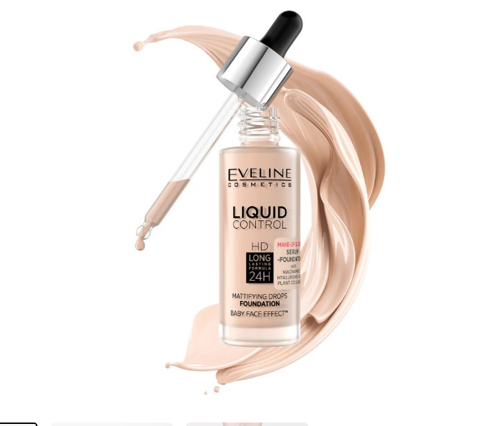 Інноваційна тональна основа Eveline Liquid Control №002 Soft Porcelain 32мл (5903416058241)