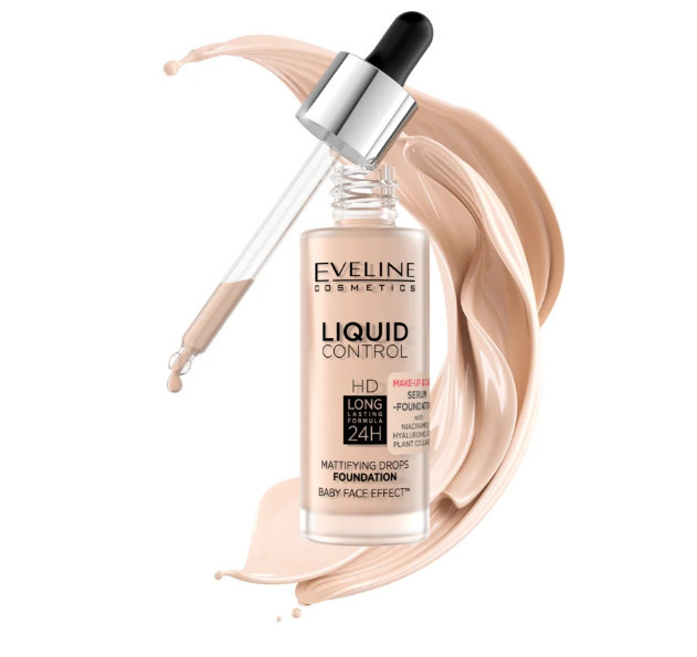 Інноваційна тональна основа Eveline Liquid Control №035 Natural Beige 32мл (5903416048565)