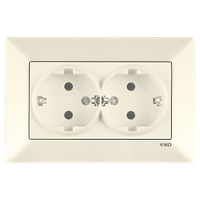 Розетка подвійна із заземленням Viko Meridian крем