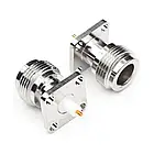 Роз'єм ВЧ фланцевий N type female на 4 отвори, квадратний на корпус, розмір майданчика 17,5 мм під гвинт, фото 2