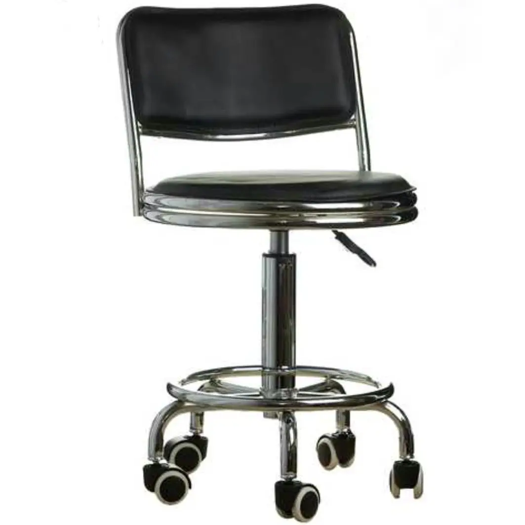 Стілець для майстра манікюру, педикюру та парикмахера зі спинкою чорний