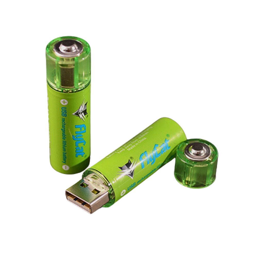 Батарейки акумуляторні перезаряджаємі  USB Акумулятор FluCat AA 2 шт в комплекті в кейсі 1500 mAh, фото 1