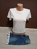 Дитячий костюм для дівчинки підлітка Туреччина футболка та шорти джинс Топ 12-16 років білий