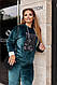 Жіночий велюровий спортивний костюм зі стразами велюр спорт штани і батник великого розміру, фото 10