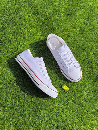 СКИДКА 41 р Білі кеди жіночі чоловічі конверси converse літні тканинні текстильні, фото 3