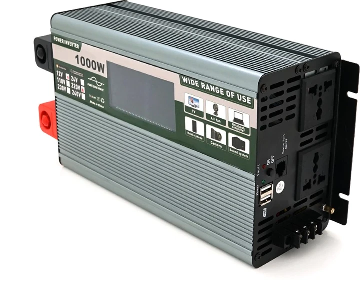 Інвертор напруги Demuda DMDPSW-1000W, 12V/220V, 1000 W з правильною синусоїдою, 2 універсальні ро