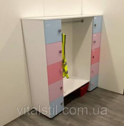 Дитяча шафа в роздягальню кольорова для 10 діточок ДШР-8.1/10 1420х450х1450 мм, фото 1