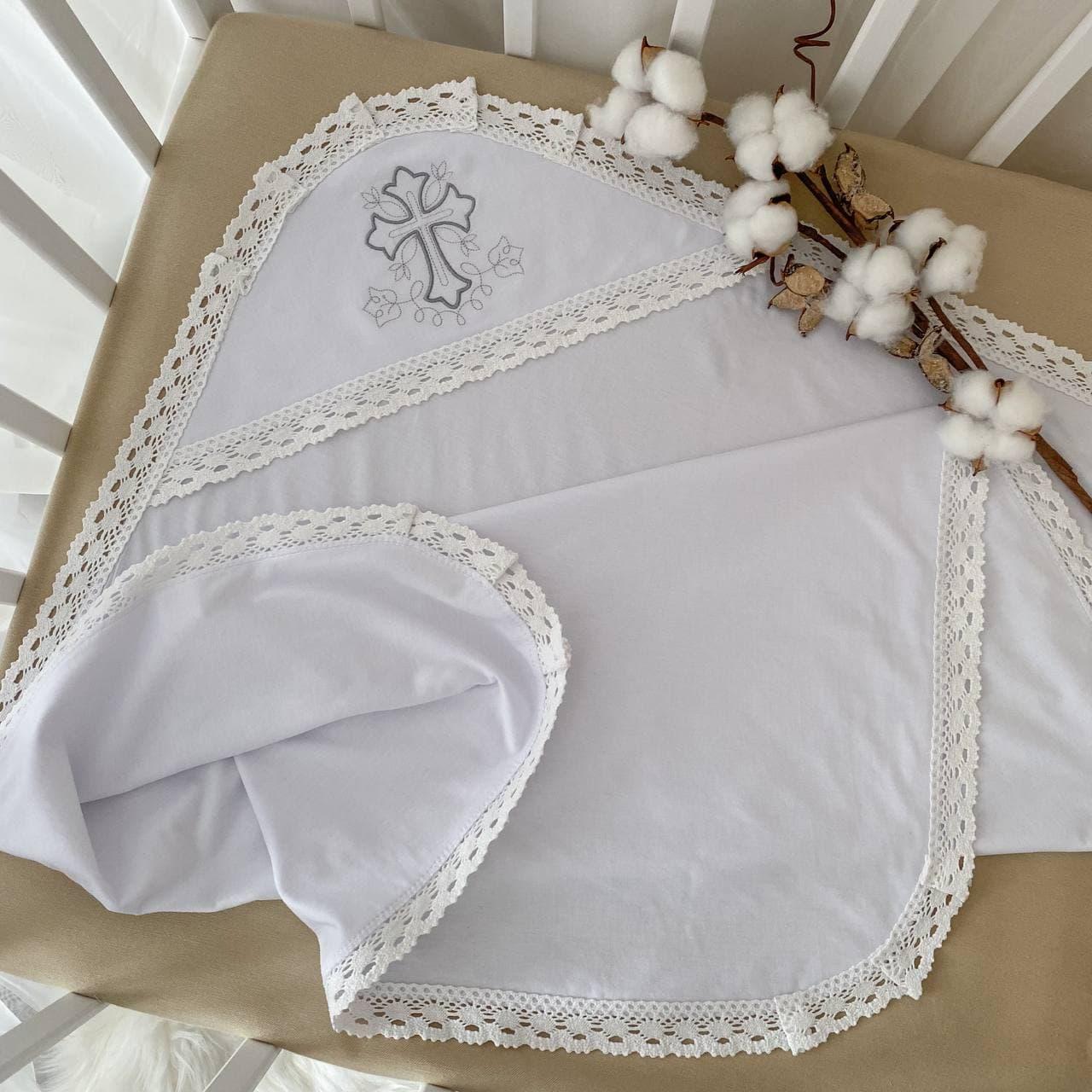 Крижма "Чарівний янгол-1" подвійна кулір 75*100 см Betis Білий із срібним, фото 1