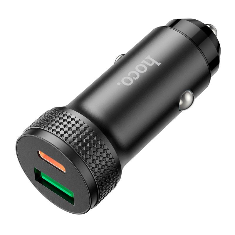 Адаптер автомобільний Hoco Level Car charger Z49B |1USB/1Type-C, 38W/3A, PD/QC| чорний