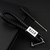 Брелок з лого Audi. Авто брелок з логотипом авто Ауді. Шкіряні брелоки для автомобіліста, фото 4