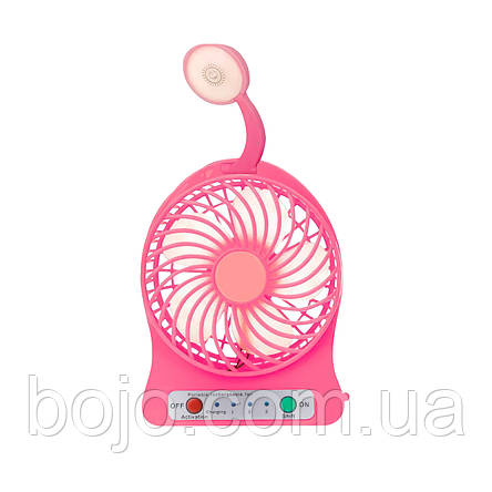 Портативний настільний міні вентилятор Home Fest Portable Mini Fan USB + ліхтарик Рожевий, фото 3