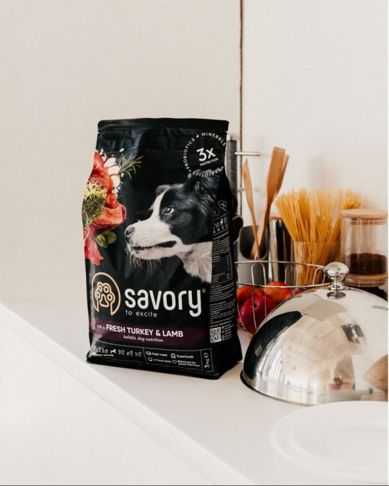 Сухий корм Savory Medium для собак середніх порід, зі свіжим ягням та індичкою, 1 кг - фото 1 - id-p2295437194