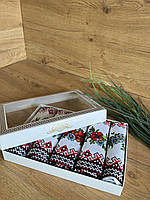 Набір із 5 кухонних лляних рушників із маками