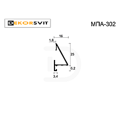 Алюмінієвий плінтус / мініплінтус під LED стрічку МПА-302, Колір RAL