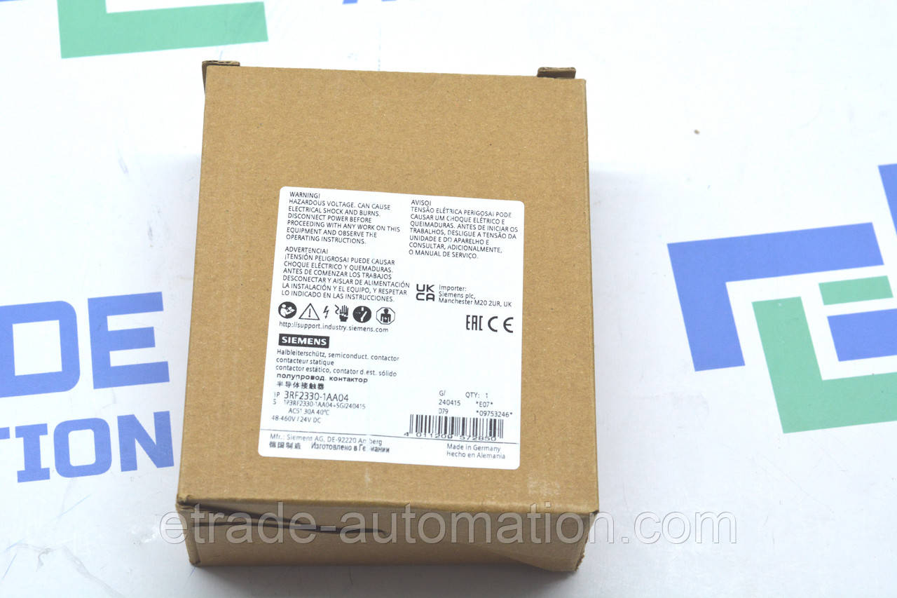Контактор Siemens 3RF2330-1AA04