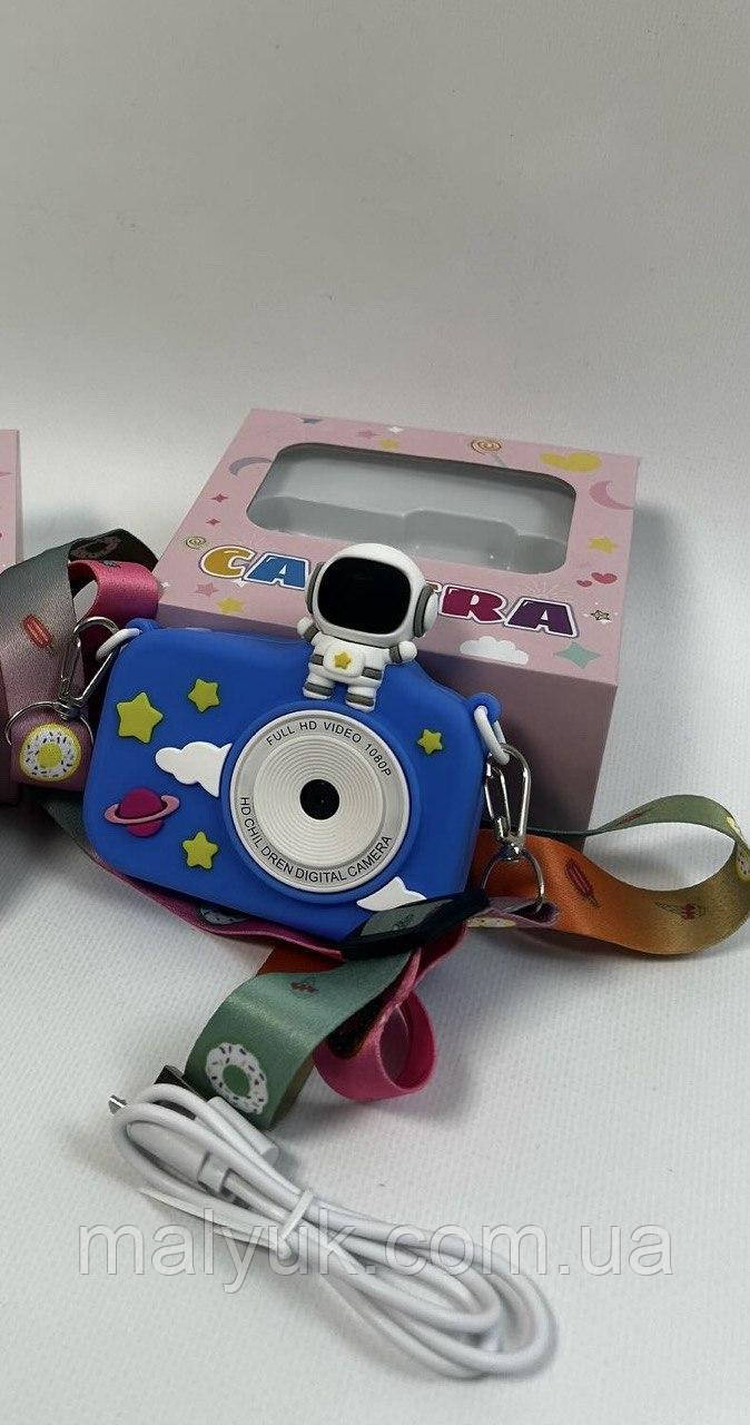Дитячий фотоапарат синій фронтальна камера, звук, фото, відео, 3 гри, роз’єм для SD карти