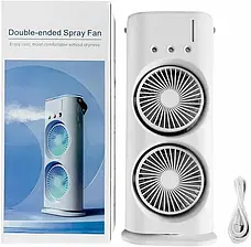 Вентилятор настільний подвійний з охолодженням Double-ended Spray Fan LED-підсвітка 3 швидкості пульт, фото 4