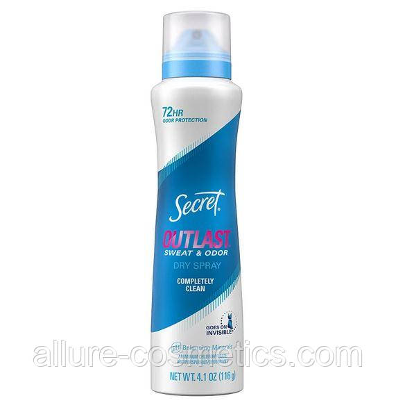 Дезодорант спрей Secret Antiperspirant Deodorant Dry Spray Outlast Completely Clean