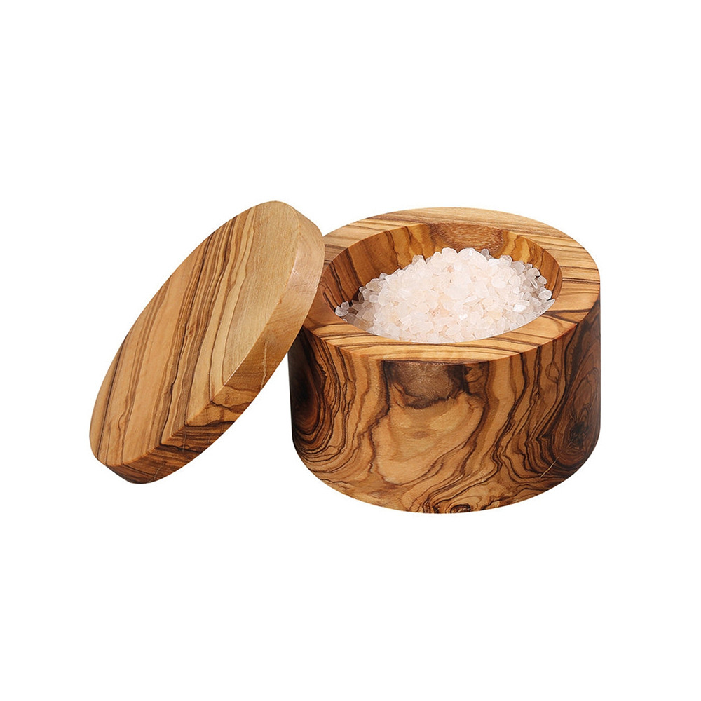 Сільничка дерев'яна з кришкою Zassenhaus Ø 9 см, олива 058581-1, фото 1