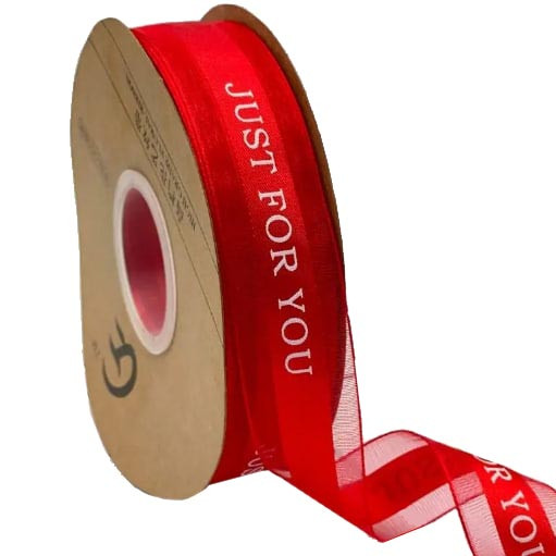 Стрічка Органза "Just for You" 2,5 см (1 м), червона
