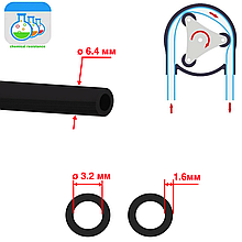 Шланг 6.4x3.2 мм Norprene чорний (хімстійкість висока) для насосів-дозаторів перистальтичних