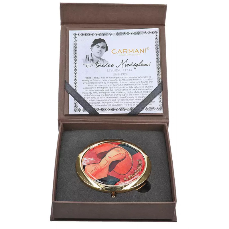 Дзеркальце кишенькове косметичне Carmani А. Модільяні Жінка в капелюсі, d-7 см (181-1500), фото 1