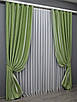 Комплект штор (2шт. 1,5х2,7м.) з тканини софт. Колір салатовий. Код 1436ш 33-0311, фото 3