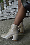 Шкіряні черевики на широкому підборі, фото 7