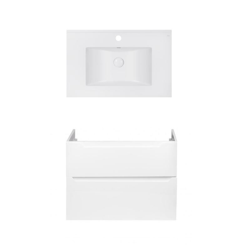 Комплект Qtap тумба підвісна Scorpio 800х585х460 мм White + раковина врізна Albatross E QT71SC43975