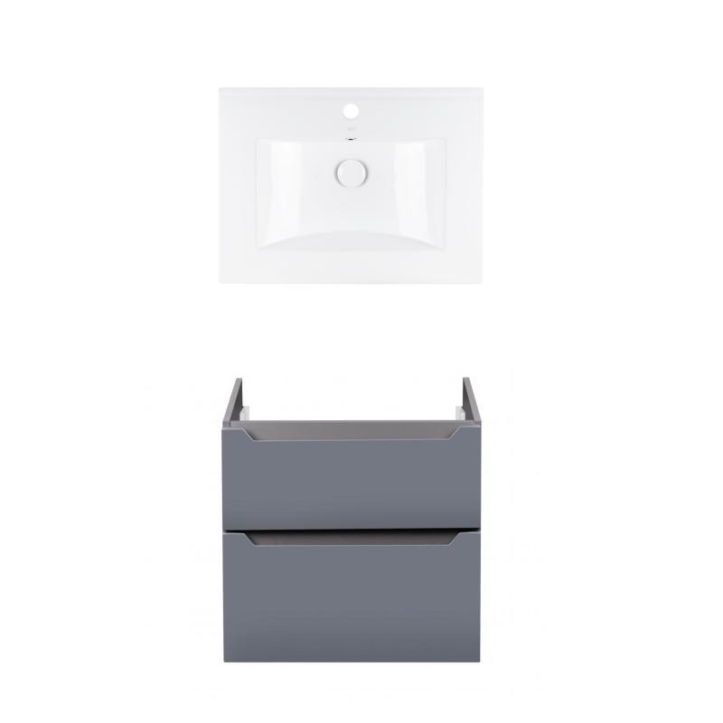 Комплект Qtap тумба підвісна Scorpio 600х585х460 мм Graphite + раковина врізна Albatross QT71SC43977