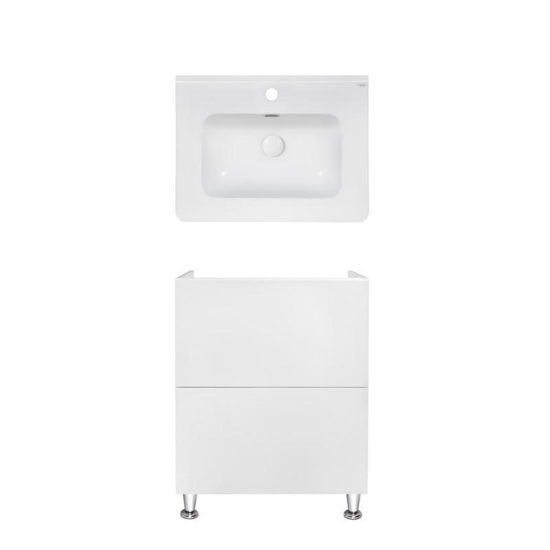 Комплект Qtap тумба підлогова Tern 600х725х437 мм White + раковина врізна Albatross 9H QT71TE44086