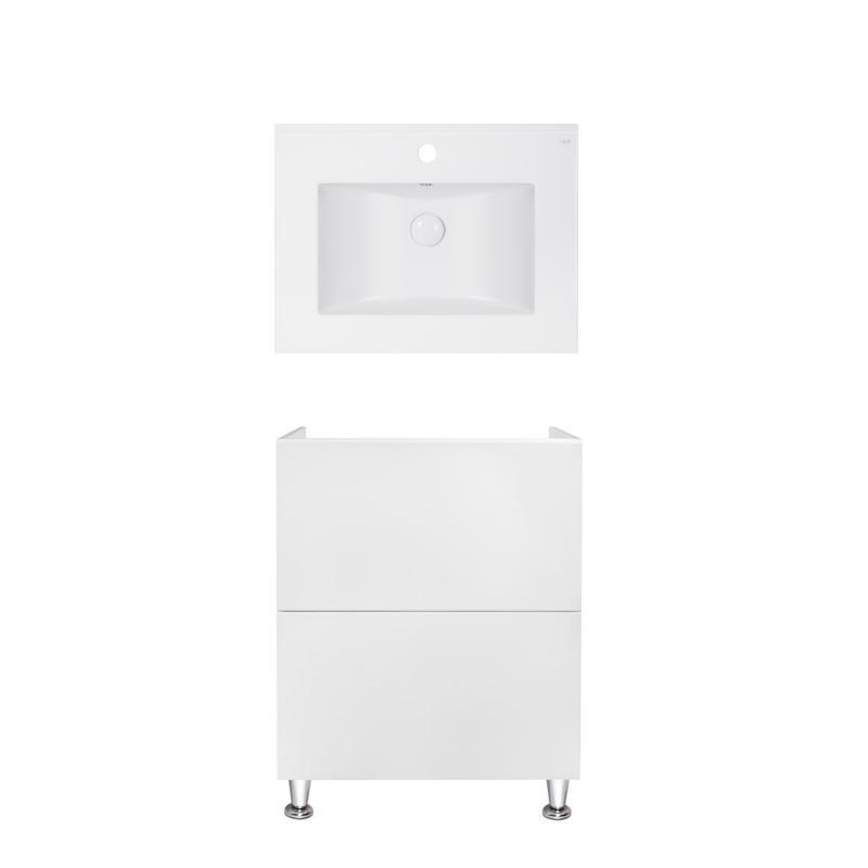 Комплект Qtap тумба підлогова Tern 600х725х437 мм White + раковина врізна Albatross E QT71TE44087