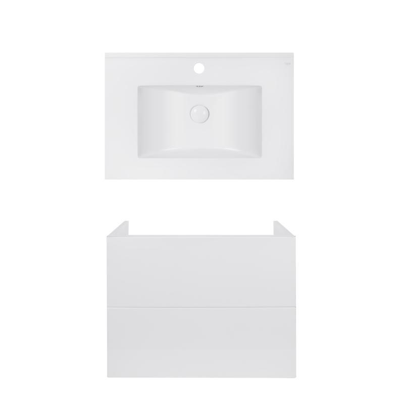 Комплект Qtap тумба підвісна Tern 700х580х437 мм White + раковина врізна Albatross E QT71TE44103