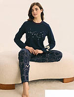 Піжама жіноча трикотажна Sevim кофта + штани синя