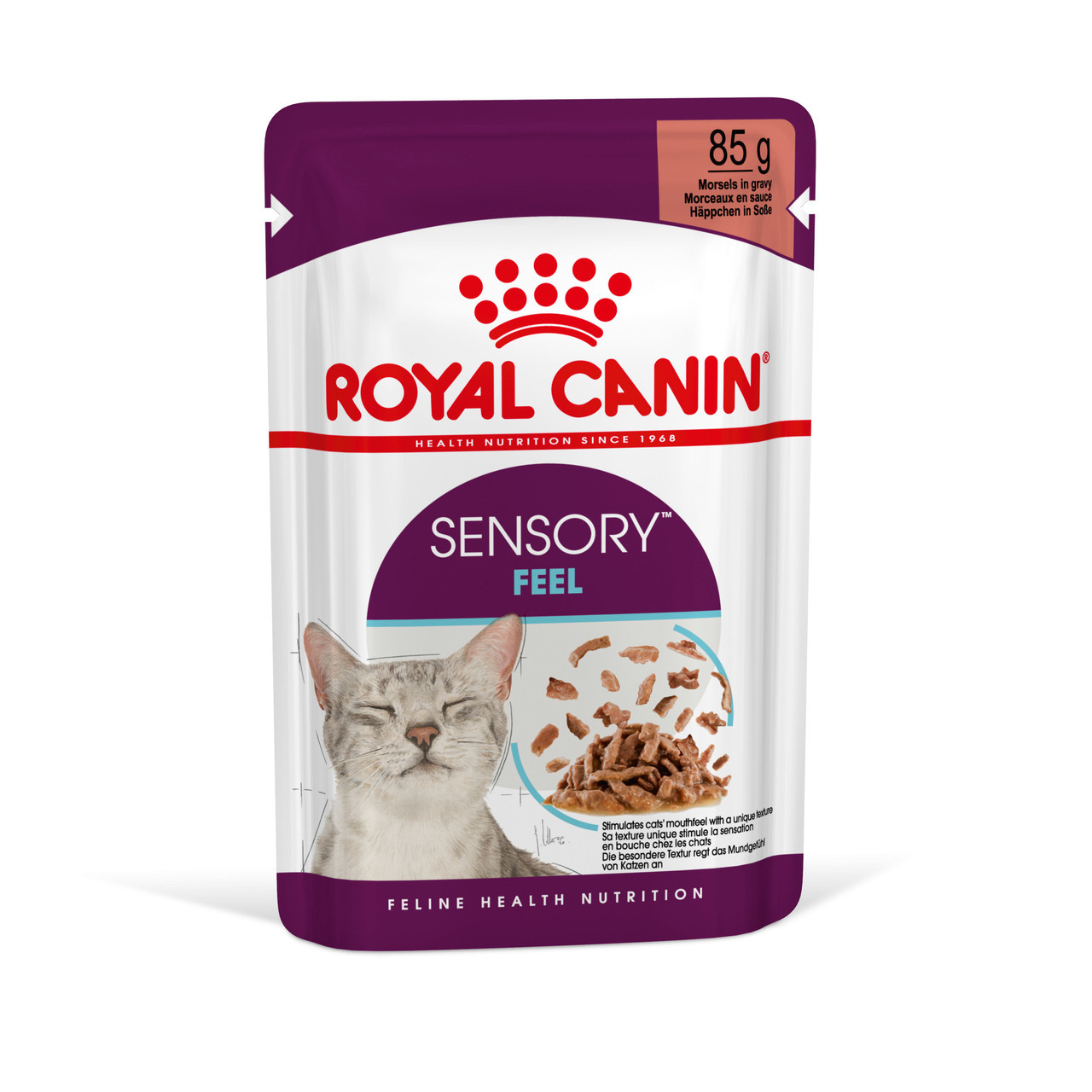 Вологий корм для дорослих котів ROYAL CANIN SENSORY FEEL GRAVY шматочки у соусі 85г, стимулює відчуття корму, 0.085 кг