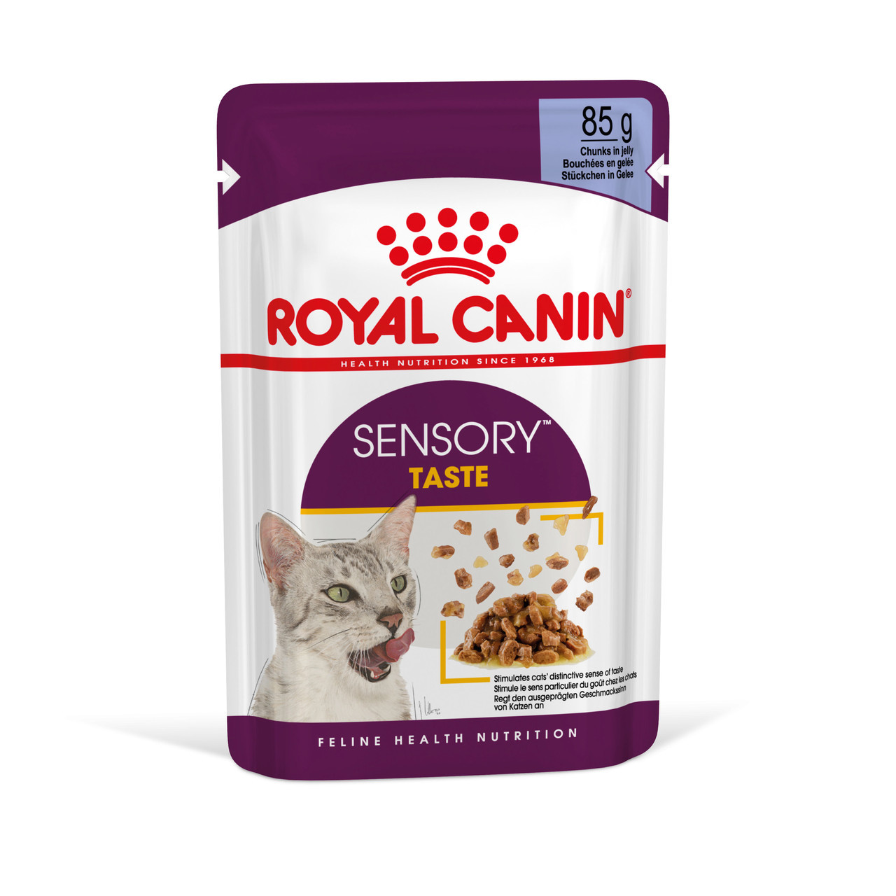 Вологий корм для дорослих котів ROYAL CANIN SENSORY TASTE JELLY 0.085 кг, шматочки у желе, cтимулює смак, 0.085 кг